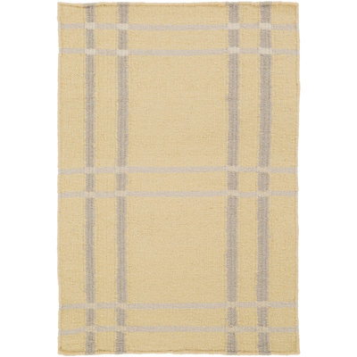 Tapis jaune / gris en laine tissé à la main Sheffield Market