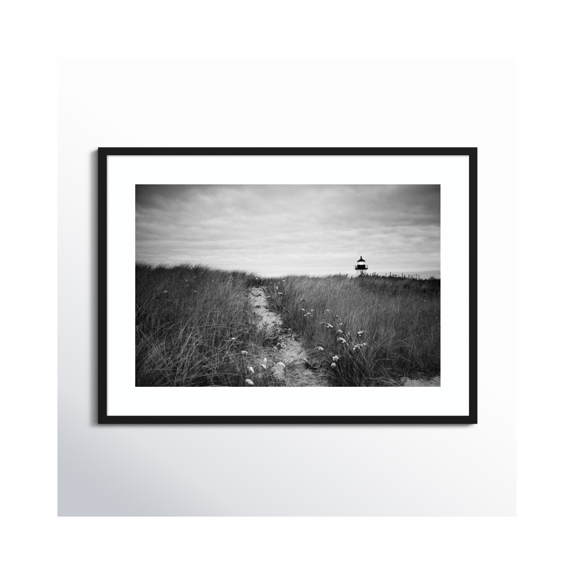 Nantucket Lighthouse by Aledanda, 19" H x 25" W, Black