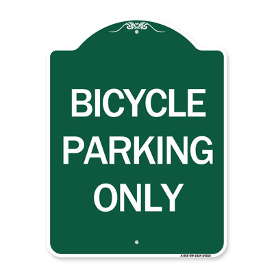 Enseigne Signmission Designer Series - Stationnement pour vélos seulement | Enseigne architecturale en aluminium de gros calibre vert et blanc 18 po x 24 po | Protégez votre entreprise et votre commune | Fabriqué aux États-Unis