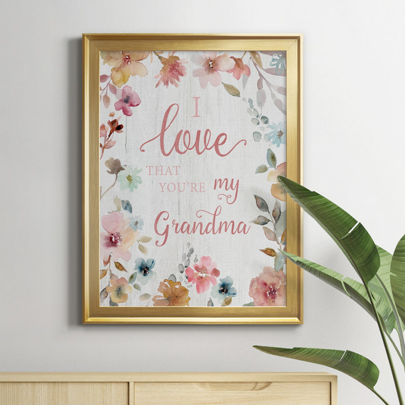 «Love Grandma», art textuel sur toile, H 18,5 po x l 24,5 po x P 1,5 po, Or