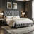 Modern Geometric Velvet Queen Upholstered Platform Bed