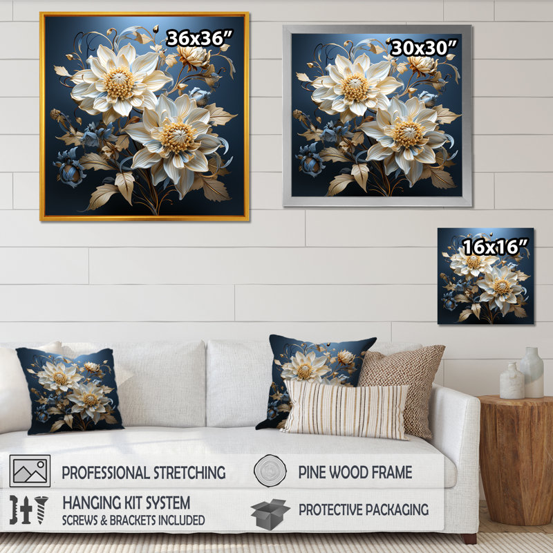 «Blue Cornflowers Tranquility» sur impression sur toile, H 16 po x l 16 po x P 1 po, Cadre simple noir