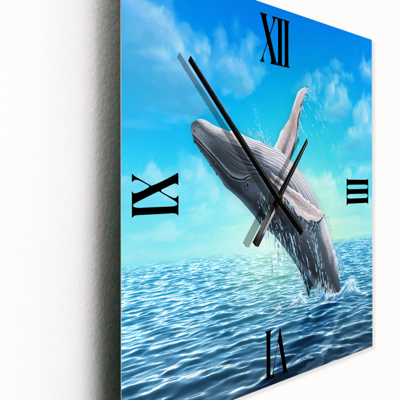 Humpback Whale Jumping - Farmhouse Wall Clock, Small