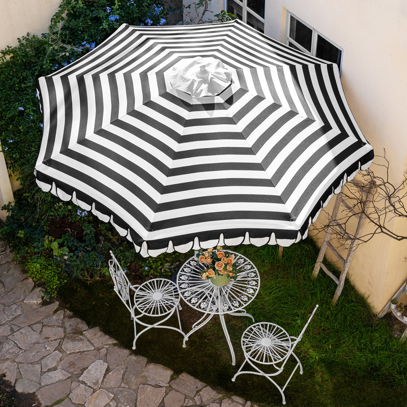 Parasol Adahir 108 avec contrepoids inclus, Noir / blanc, Blanc