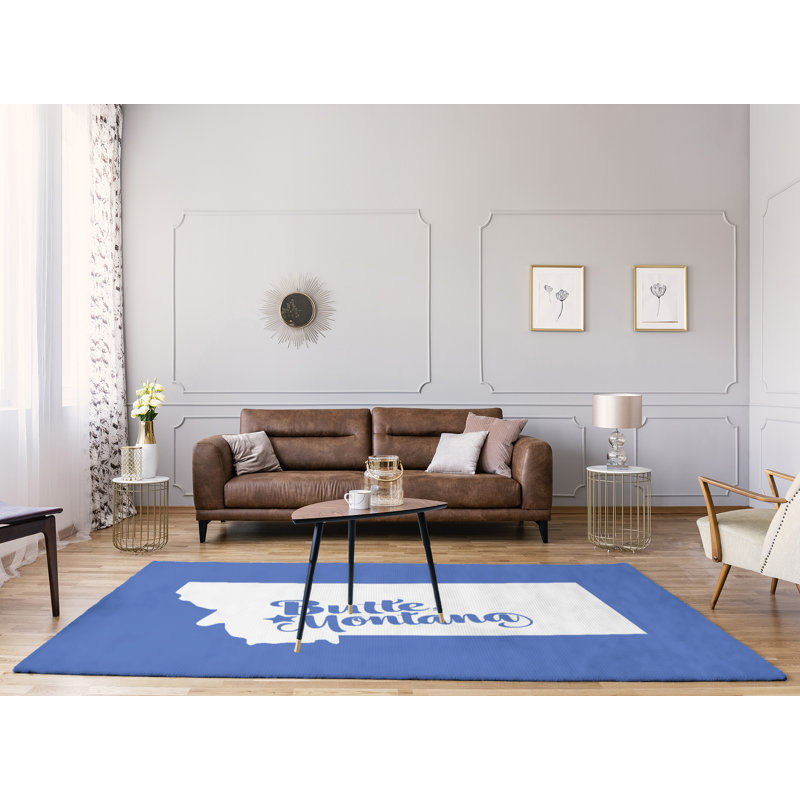 Tapis bleu de butte montana en poly chenille, Rectangle 9 pi x 12 pi