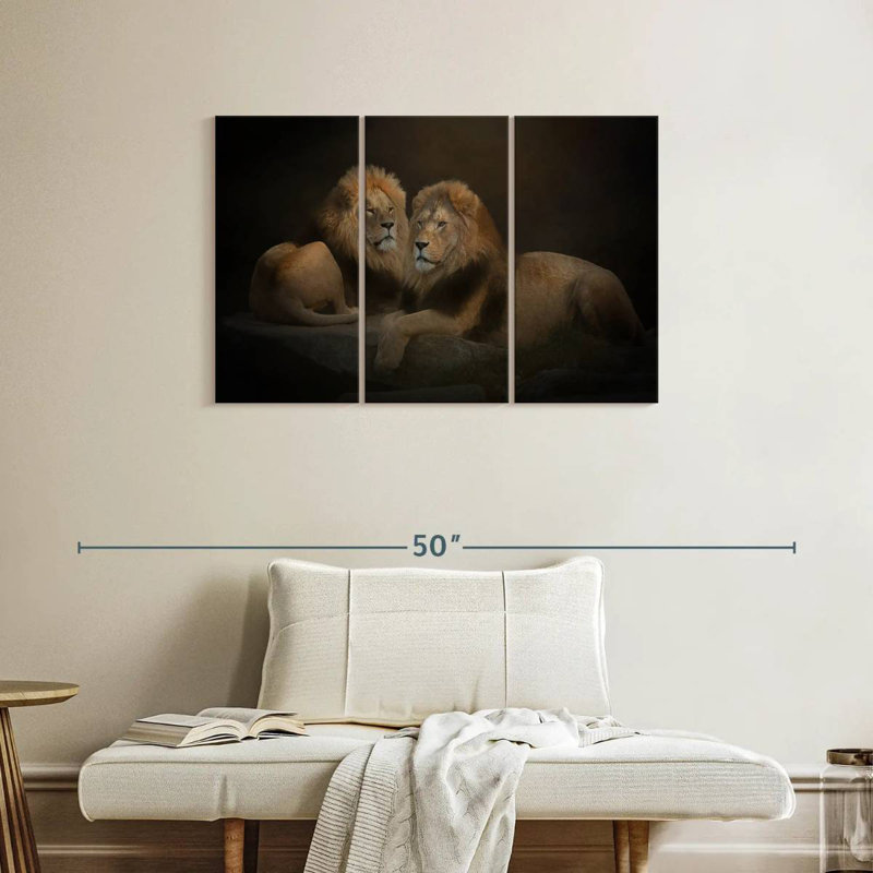 Twin Lions, 24" H x 38" W