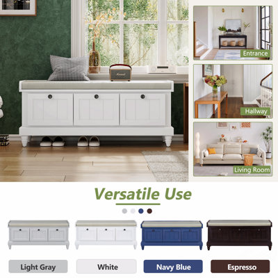Classic Upholstered 3-Drawer Storage Bench