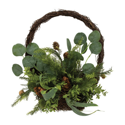 16.25 " H Faux Plant in Wicker/Rattan Decorative Vase