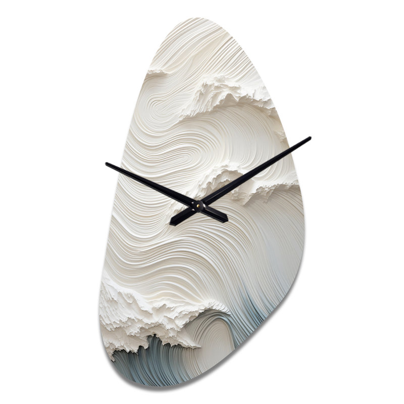 Horloge murale en forme de vague blanche et bleue style I - Vagues, Grand