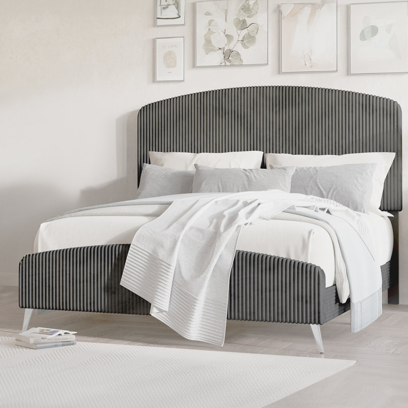 Ochlocknee Upholstered Standard Bed, Queen, Gray (Silver legs)