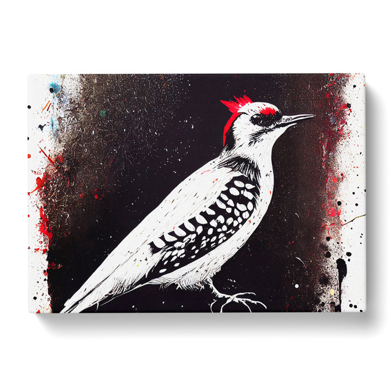 Dramatic Woodpecker Bird - Wrapped Canvas Print, 35cm H x 50cm W x 3cm D