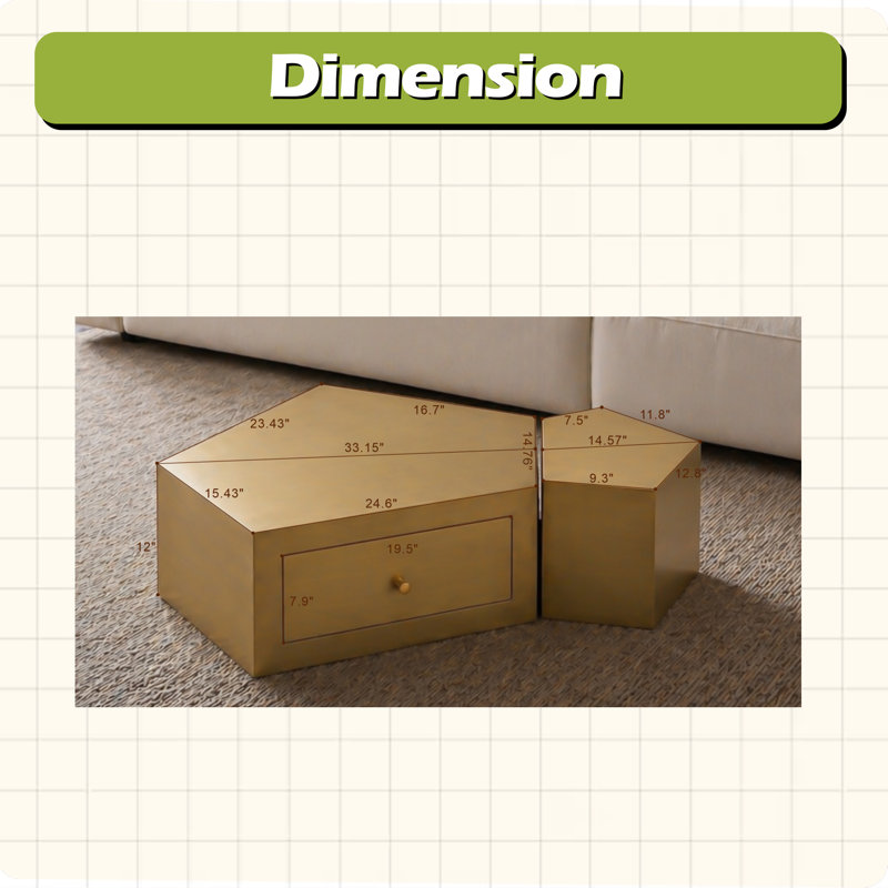 Ensemble de 2 tables basses Modern Geometric
