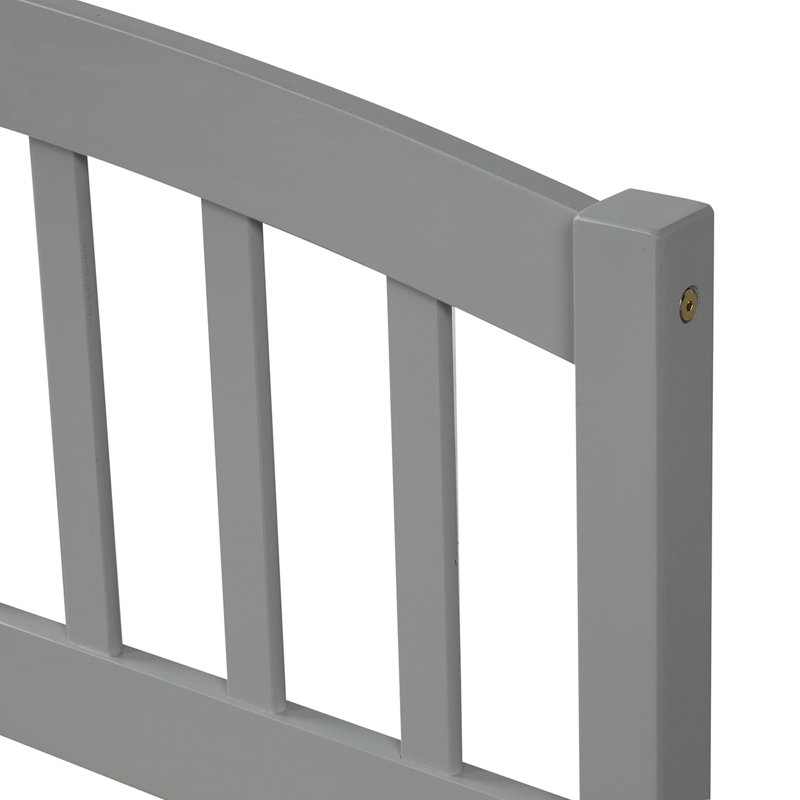 Cadre de lit plateforme simple avec deux tiroirs et tête de lit, gris, Grey