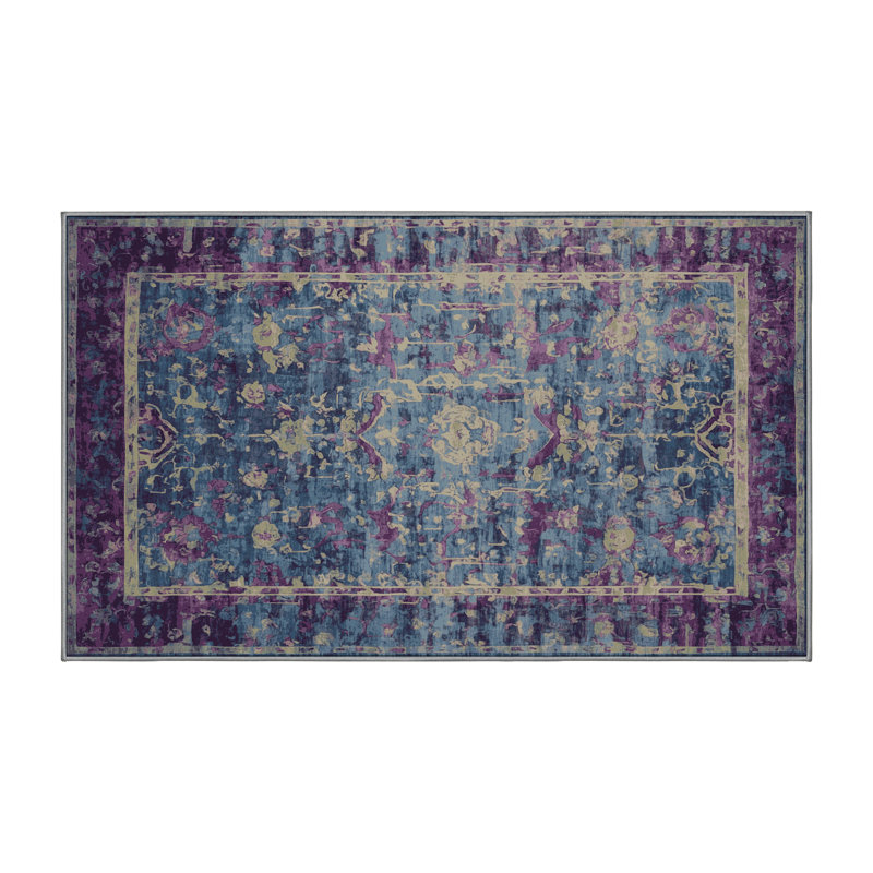 Machine Washable Gray Area Rug, Rectangle 5' x 7'