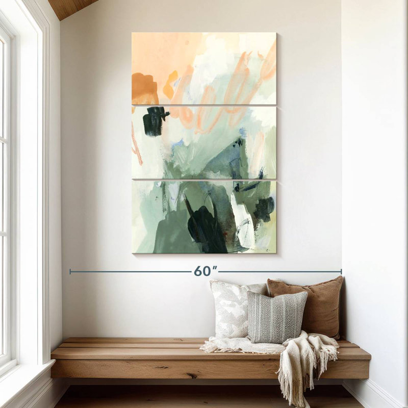 Moss And Peach I, 50" H x 32" W