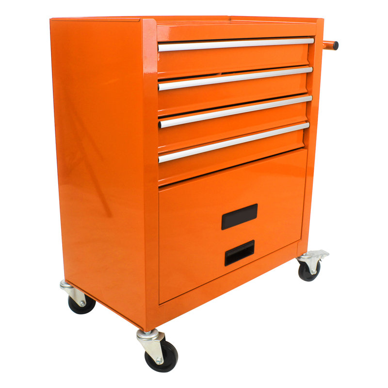 Chariot à outils 4 roues avec 4 tiroirs, orange
