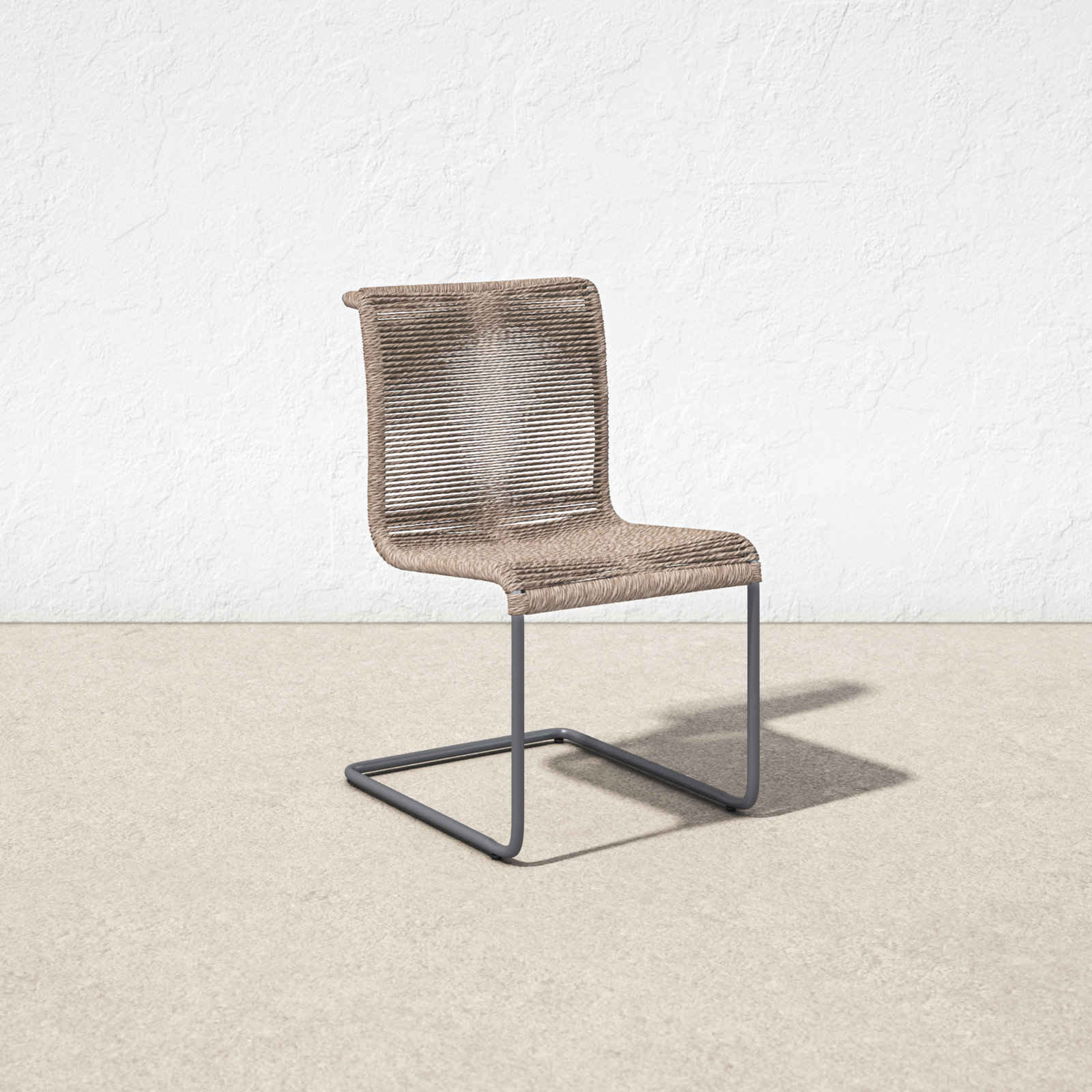 Janine Patio Side Chair, Beige, Gunmetal