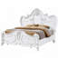 Ensemble de chambre à coucher Rosy 4 pièces pour lit queen, table de chevet et miroir en bois massif blanc-134451193