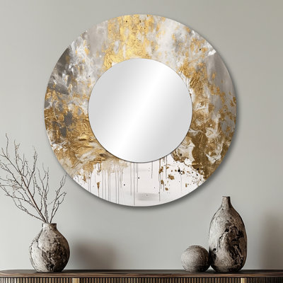 Saberio Golden Abstract - Abstract Large Mirror, Modern Unique Wall Mirror Decor, Printed Metal Art