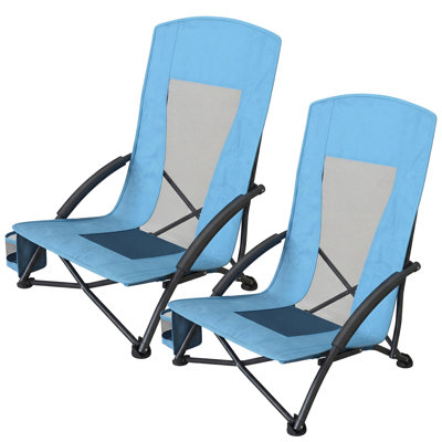 Portable Beach Chairs Set Of 2, With High Backrest, Foldable, Lightweight, Comfortable, Heavy Duty