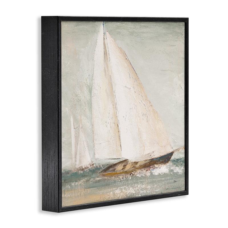 Giclée sur voilier rétro par Patricia Pinto, Giclée encadrée noir minuit, H 12 po x l 12 po