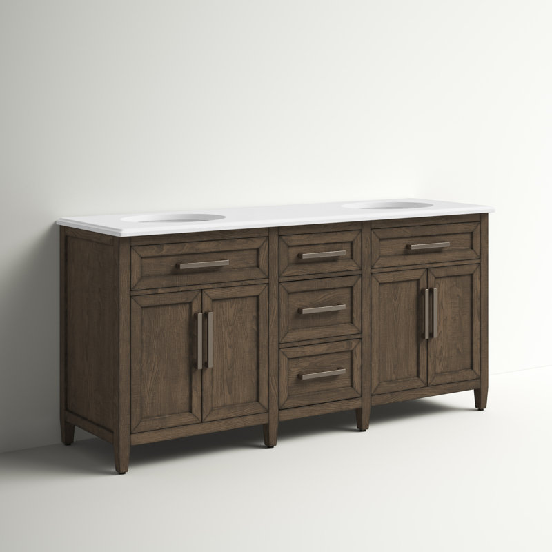 Ensemble de meuble-lavabo double 72 po Dash, Noyer chaud, Chrome