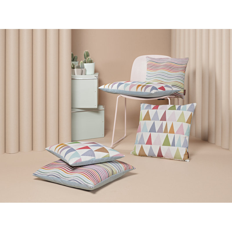 Siri Cotton Blend Reversible Throw Pillow, Red/Pink/Blue, 15" x 15"