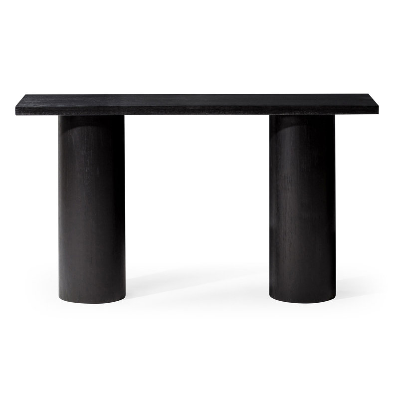 Lana Black Solid Wood Console Table with Cylindrical Legs