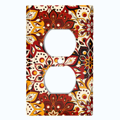 Ensemble de plaques murales à prises doubles rouge et brun mandala