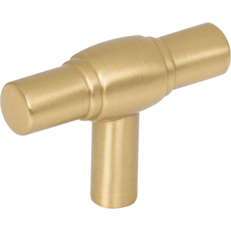 Hayworth 2" Length "T" Knob, Brushed Gold