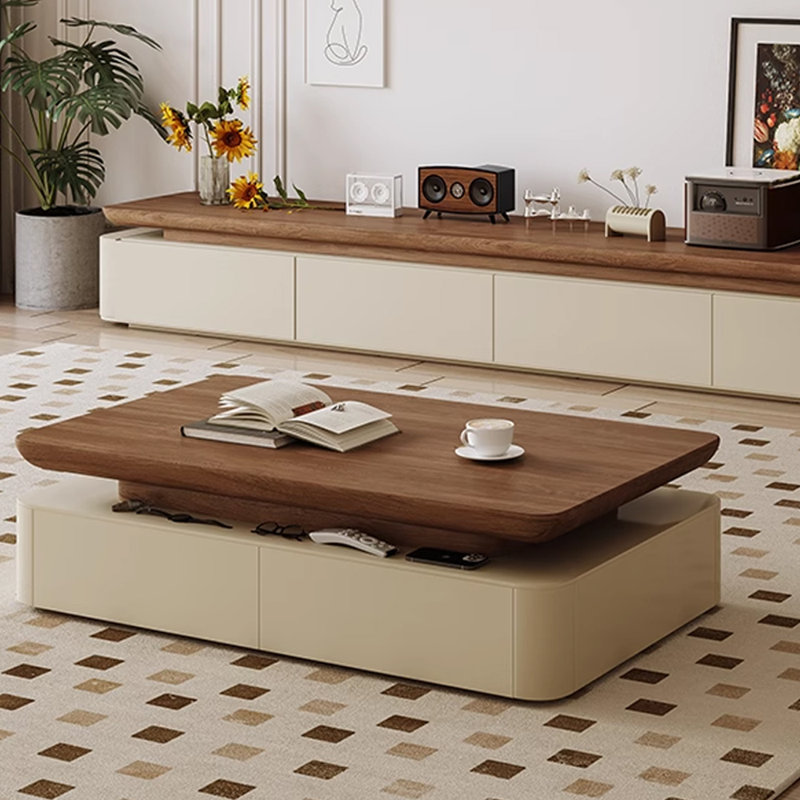 Table basse moderne et minimaliste en grain de bois de noyer