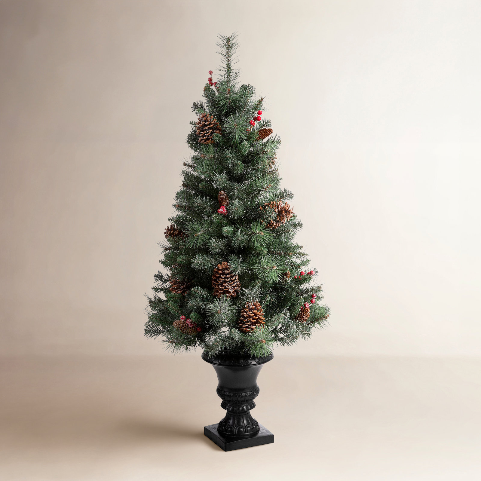 Green Artificial Christmas Tree with 100 Clear/White Lights, 4'