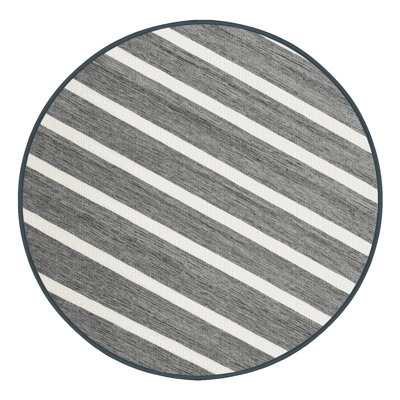 Washable Light Gray White Striped Area Rug