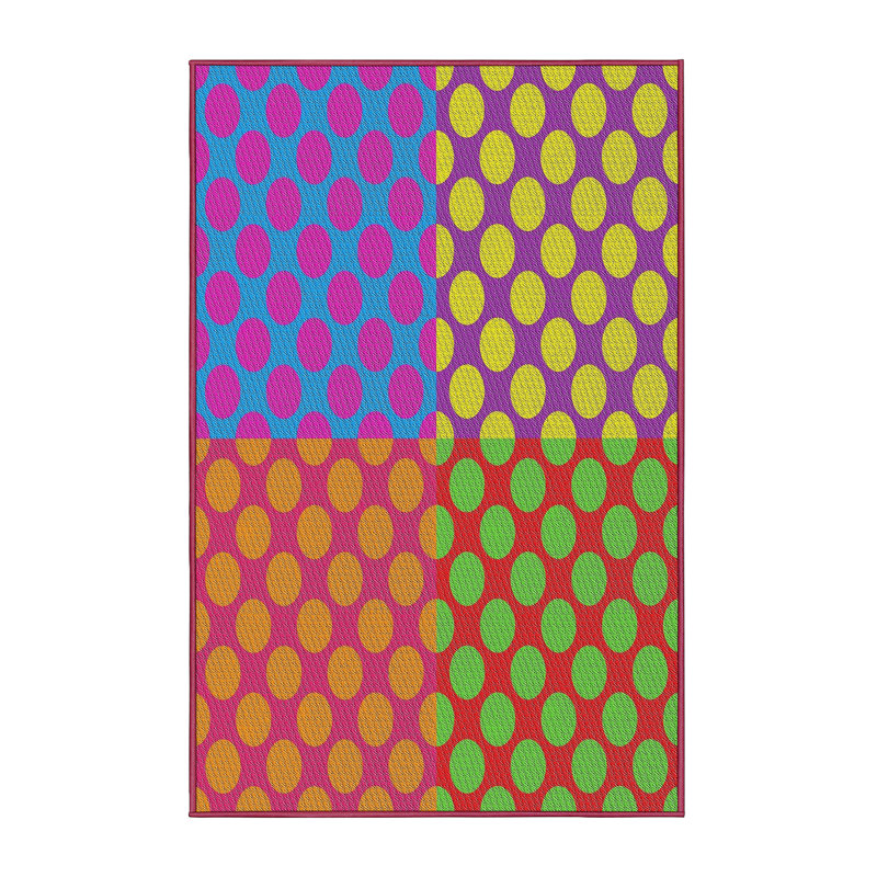 Rose à pois Tapis décoratif, Rectangle 8 pi x 12 pi