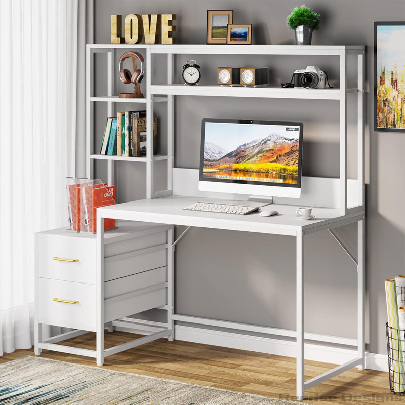 Bureau d'ordinateur 55 pouces avec huche