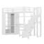 Lit mezzanine en métal avec garde-robe, bureau en L, tablettes à 5 niveaux et ports USB, poste de travail peu encombrant-62527308