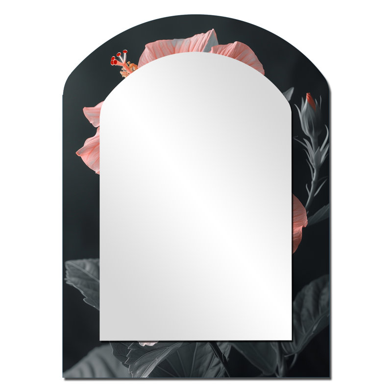 Rose, gris, tropical, tentation, hibiscus, 34 po x 25 po