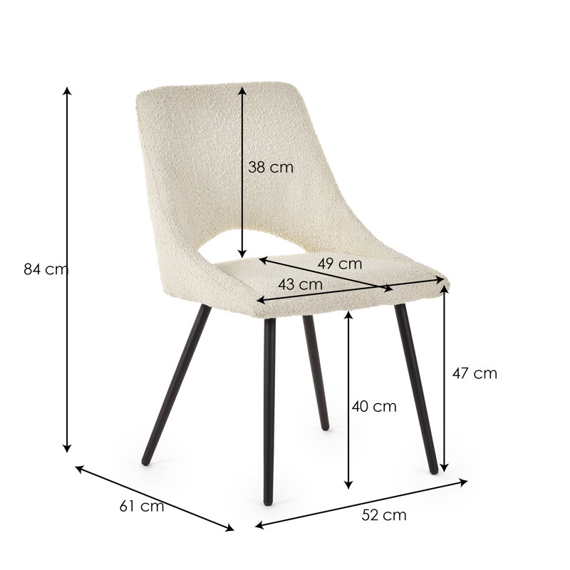 Kathryn 45.5cm H Polyester Blend Upholstered Side Chair, Ivory