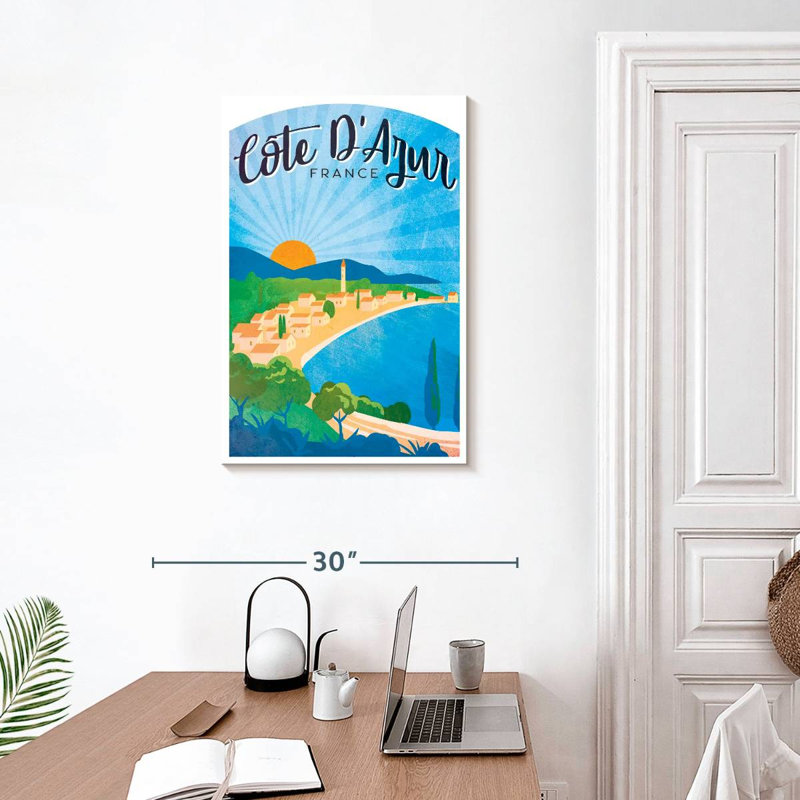 Affiche rétro Côte d'azur, H 30 po x l 20 po