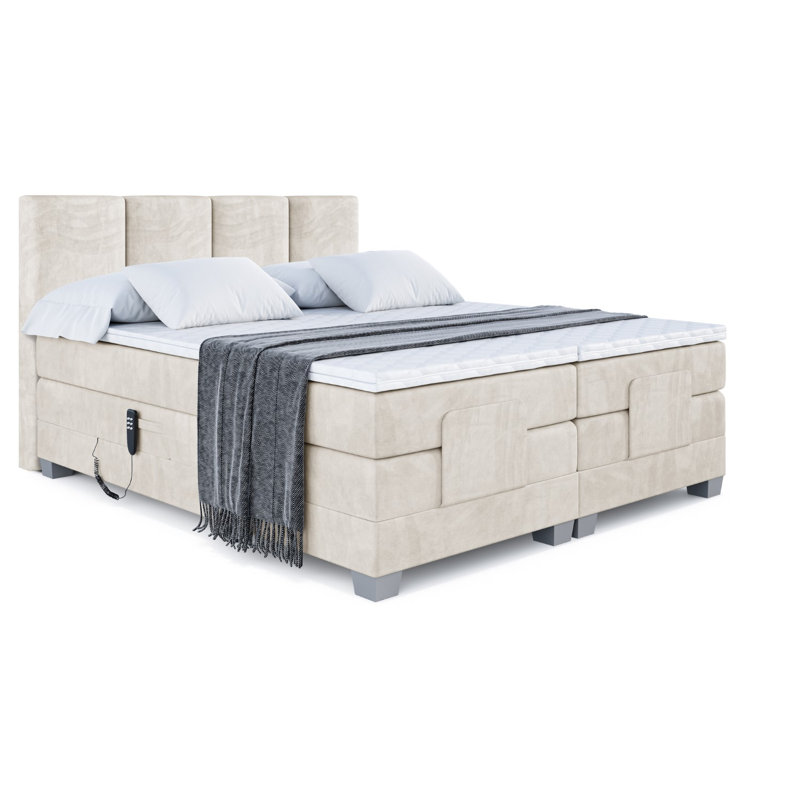 Granita Pocket Spring Mattress Divan Bed Base, Light beige, 160cm W x 200cm L