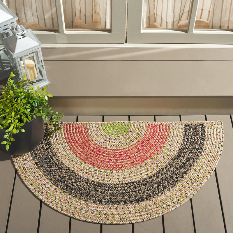Whiddon Woven Performance Machine Washable Performance Chevron Indoor/Outdoor Area Rug, Half-circle 2' x 4'