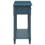 Console, bleu marine foncé, design rétro, deux tiroirs, tablette, bois de pin massif, console compacte pour études, teinte marine, aspect traditionnel avec tiroirs et bois de présentation, rangement spacieux, convient