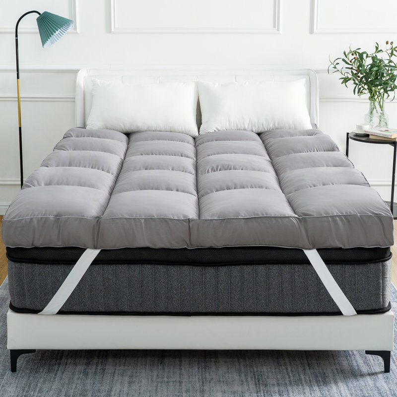 Lovette 4'' Mattress Topper, Gray, Queen