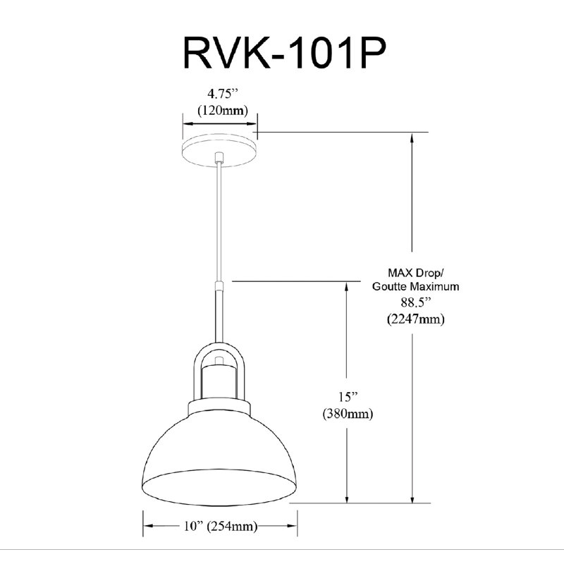 Luminaire suspendu 1 lumière Reveka, Blanc mat