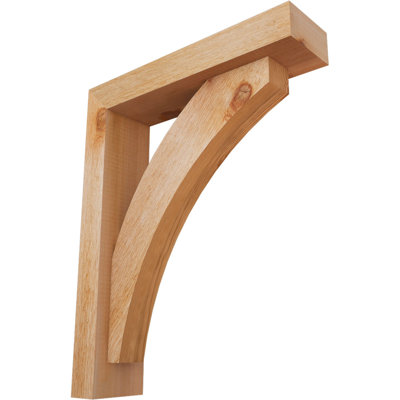 4"W x 16"D x 20"H Thorton Block Rough Sawn Bracket w/ Offset Brace, Western Red Cedar