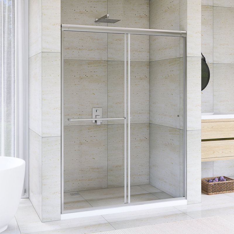 54 po X P 72 po Porte de douche coulissante double H, Nickel brossé