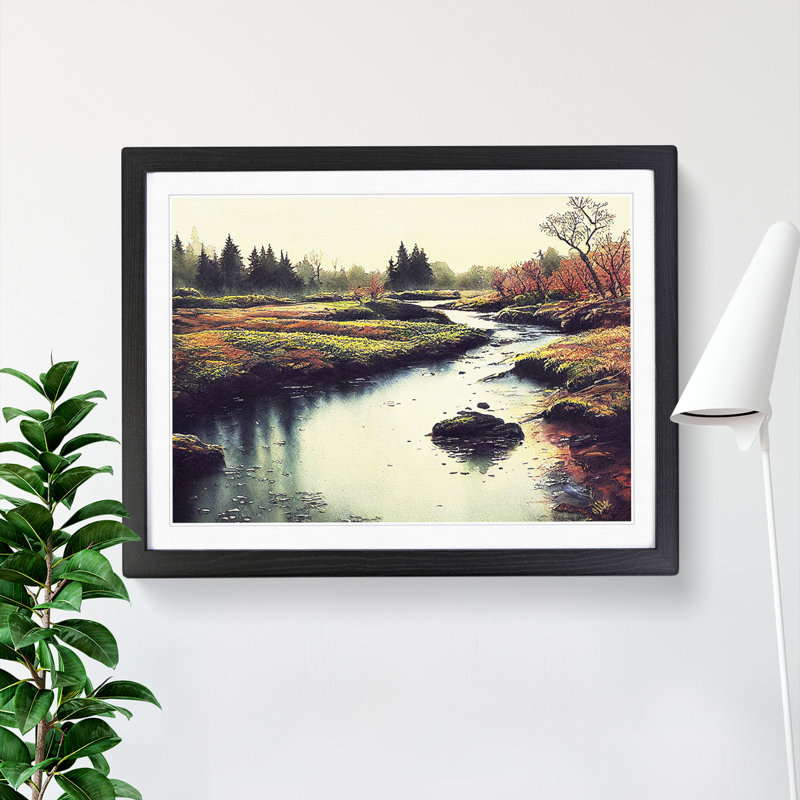 Beautiful Stream - Single Picture Frame Painting, Black Framed, 34cm H x 46cm W x 2cm D