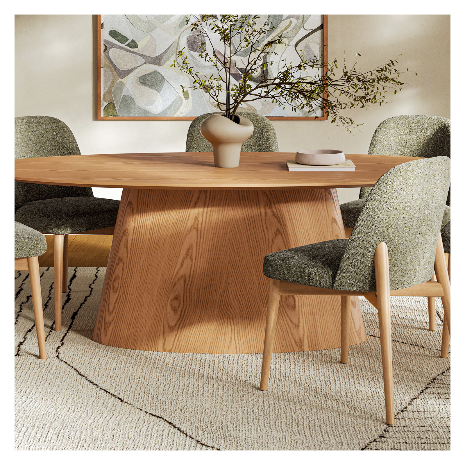 Nisrine 86" Oval Dining Table, Natural