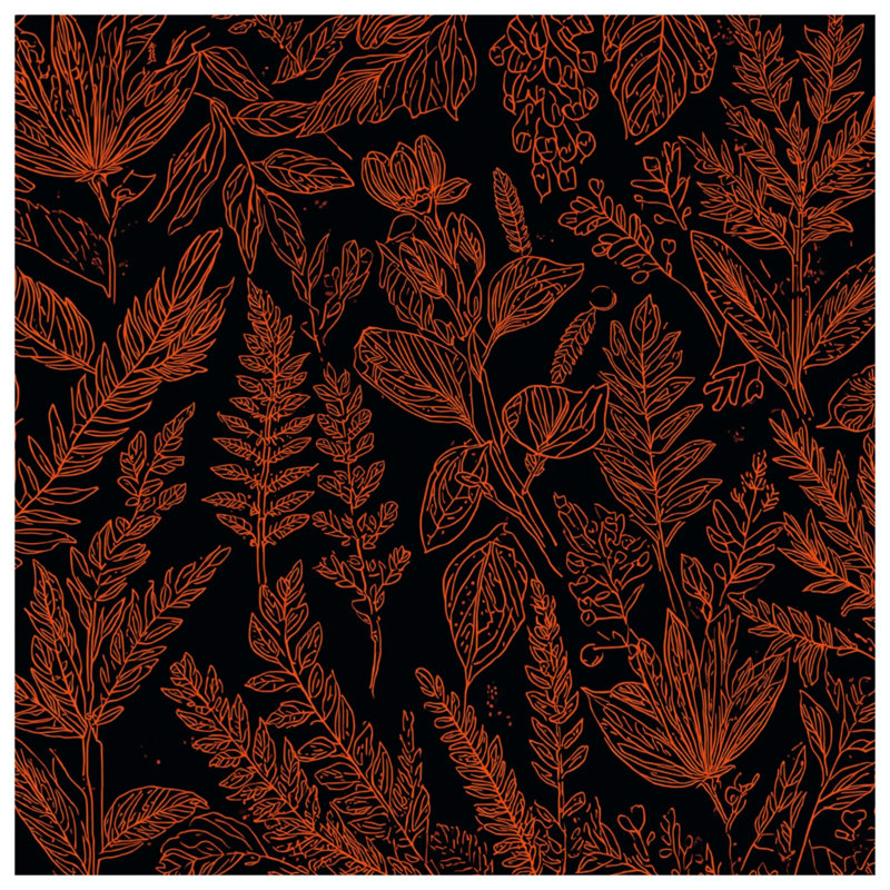 Toile de galerie orange avec illustration botanique , 12 x 12 pouces