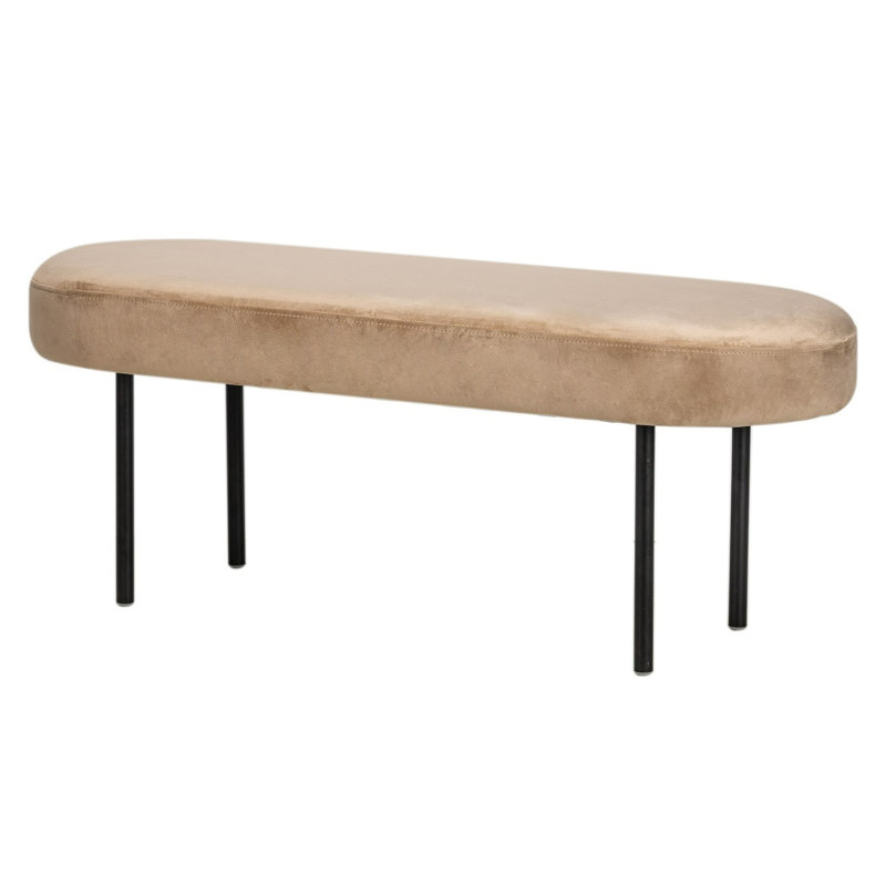 Mimi Metal Velvet Bench, Beige